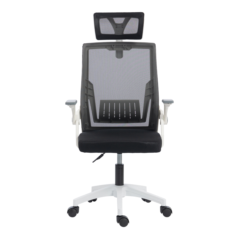 Καρέκλα γραφείου Plymot pakoworld λευκή - mesh μαύρο 48x58x112-122εκ 6
