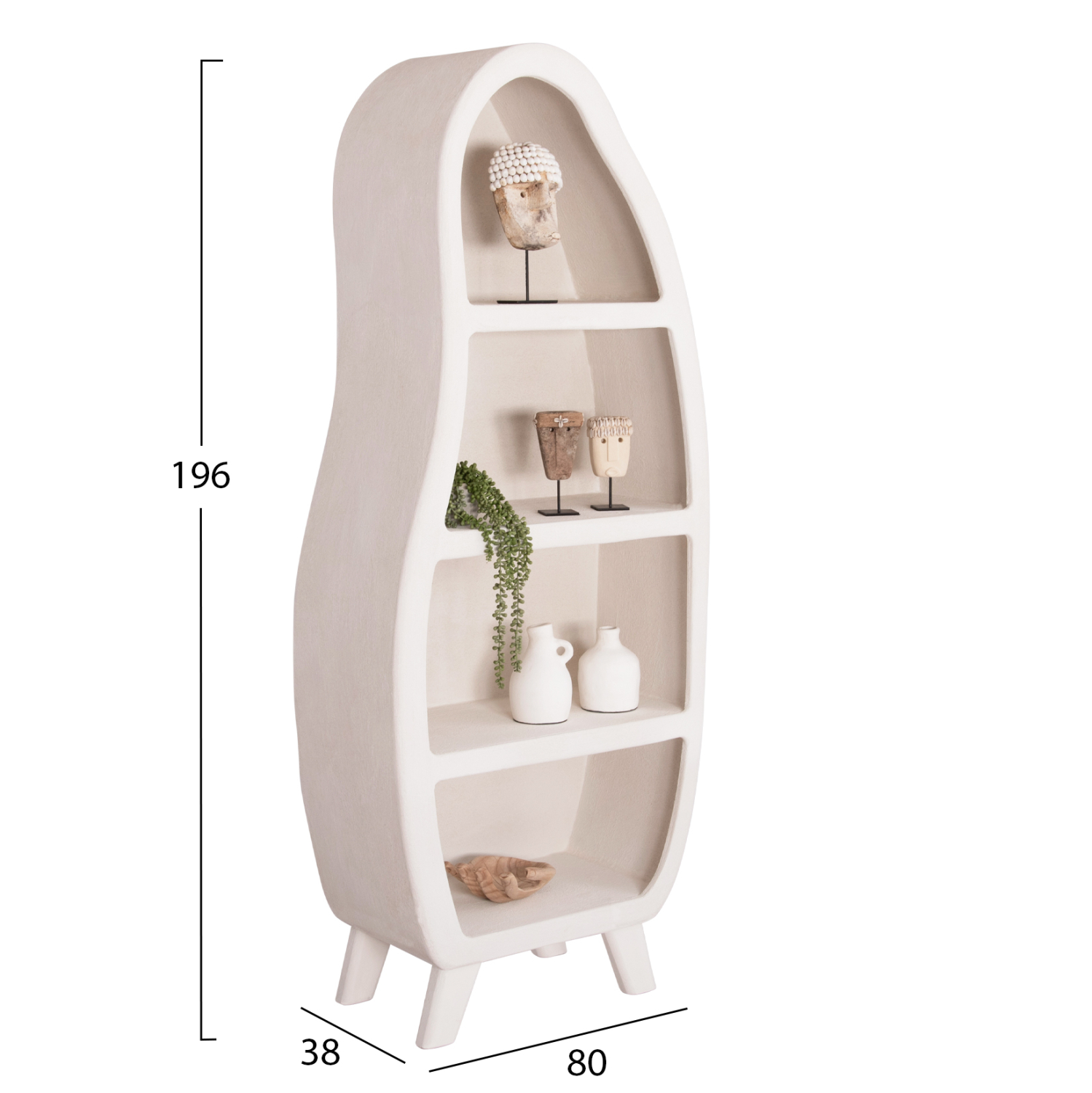 ΡΑΦΙΕΡΑ ΣΕΙΡΑ SANTORINI MDF ΣΕ ΥΠΟΛΕΥΚΟ ΧΡΩΜΑ 80x38x196Υεκ. 2