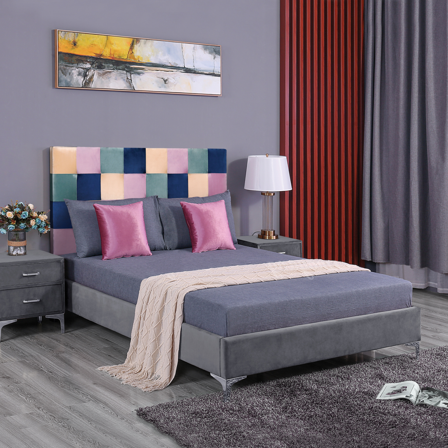 ΚΡΕΒΑΤΙ ROANNE ΔΙΠΛΟ 150x200 εκ. ΜΕ COLOR PATTERN 1