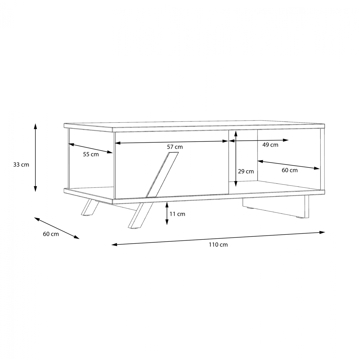 ΤΡΑΠΕΖΙ ΣΑΛΟΝΙΟΥ OTTO ΣΤΑΧΤΙ ΜΑΥΡΟ 110x60x33 εκ. 4