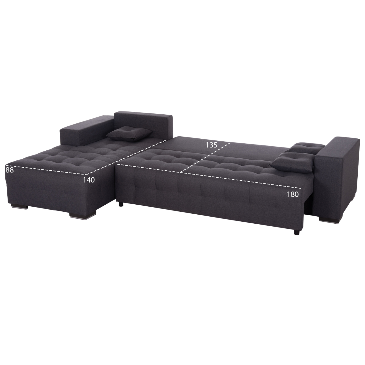 ΓΩΝΙΑΚΟΣ ΚΑΝΑΠΕΣ-ΚΡΕΒΑΤΙ ΜΕ ΑΠΟΘ.ΧΩΡΟ TRENDSTON ΓΚΡΙ ΥΦΑΣΜΑ 298x177x95Υεκ 3