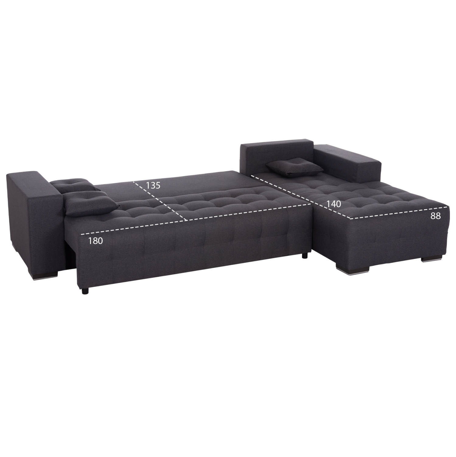 ΓΩΝΙΑΚΟΣ ΚΑΝΑΠΕΣ-ΚΡΕΒΑΤΙ ΜΕ ΑΠΟΘ.ΧΩΡΟ TRENDSTON ΓΚΡΙ ΥΦΑΣΜΑ 298x177x95Υεκ 3