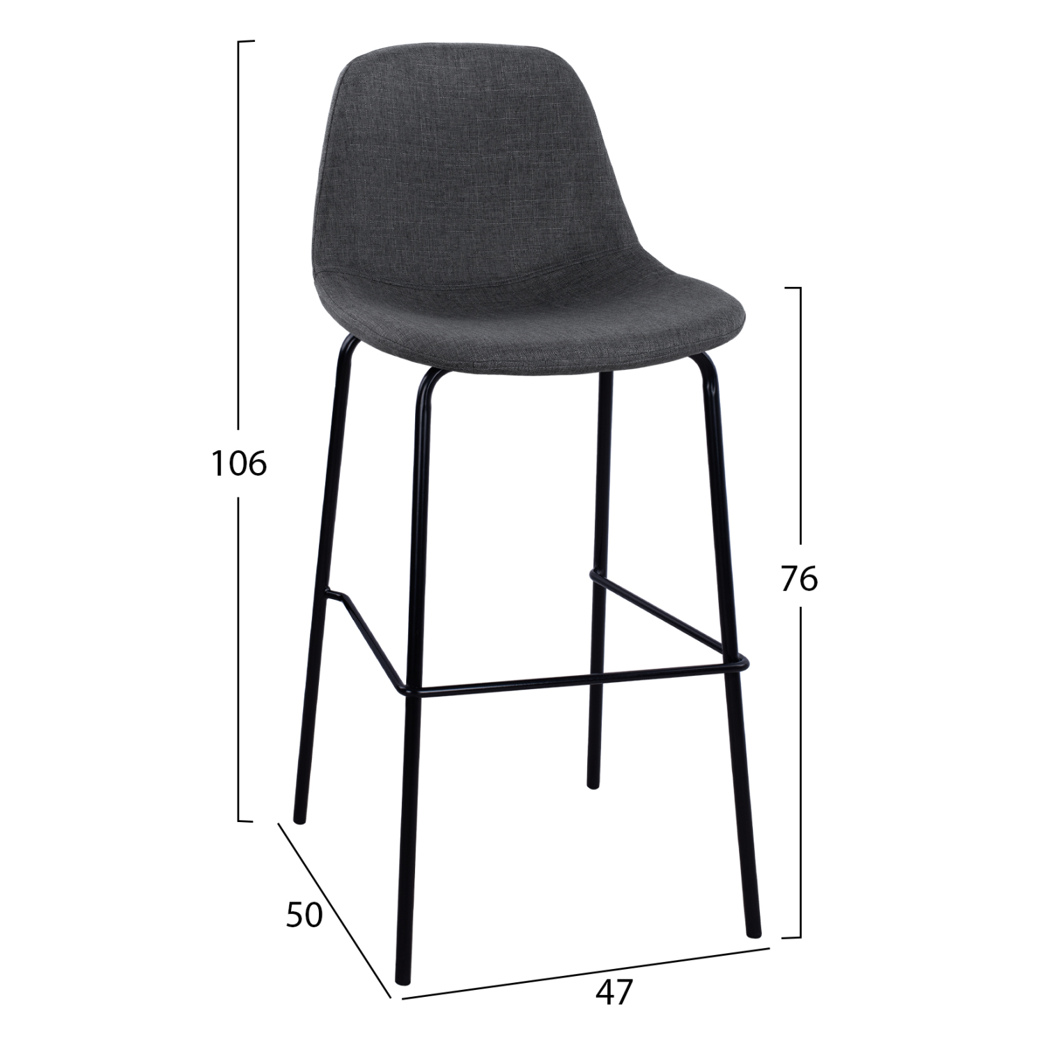 ΣΚΑΜΠΟ VINCENT ΜΕ ΜΕΤΑΛΛΙΚΟ ΣΚΕΛΕΤΟ ΚΑΙ ΥΦΑΣΜΑ ΣΕ ΓΚΡΙ ΧΡΩΜΑ 47Χ50Χ106Υεκ. 2