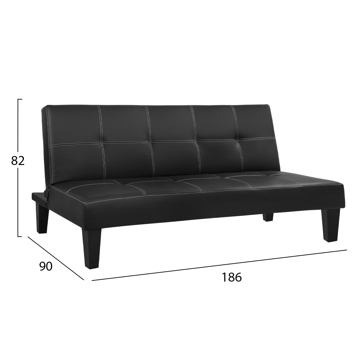 ΚΑΝΑΠΕΣ ΚΡΕΒΑΤΙ 3Θ ΜΑΥΡΟΣ PU ΜΕ ΓΑΖΙΑ 186x90x82 2