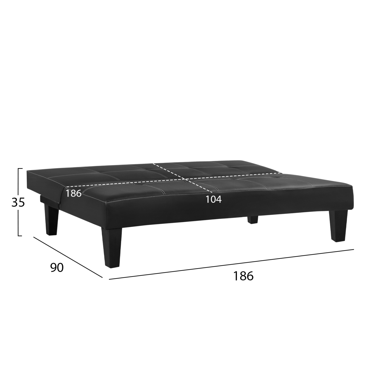 ΚΑΝΑΠΕΣ ΚΡΕΒΑΤΙ 3Θ ΜΑΥΡΟΣ PU ΜΕ ΓΑΖΙΑ 186x90x82 3