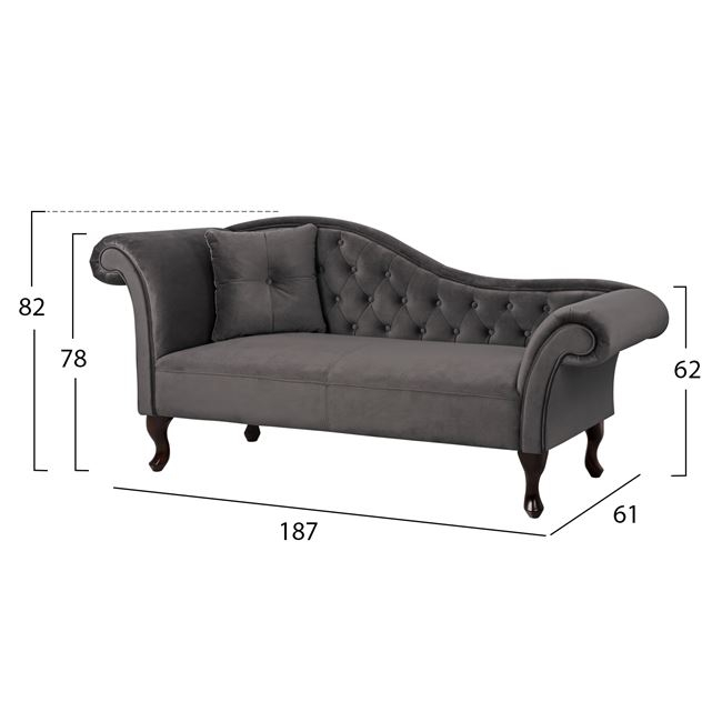 ΑΝΑΚΛΙΝΔΡΟ T.CHESTERFIELD ΓΚΡΙ ΒΕΛΟΥΔΟ NIOVI ΑΡ.ΜΠΡΑΤΣO 189x61x84Yεκ. 2