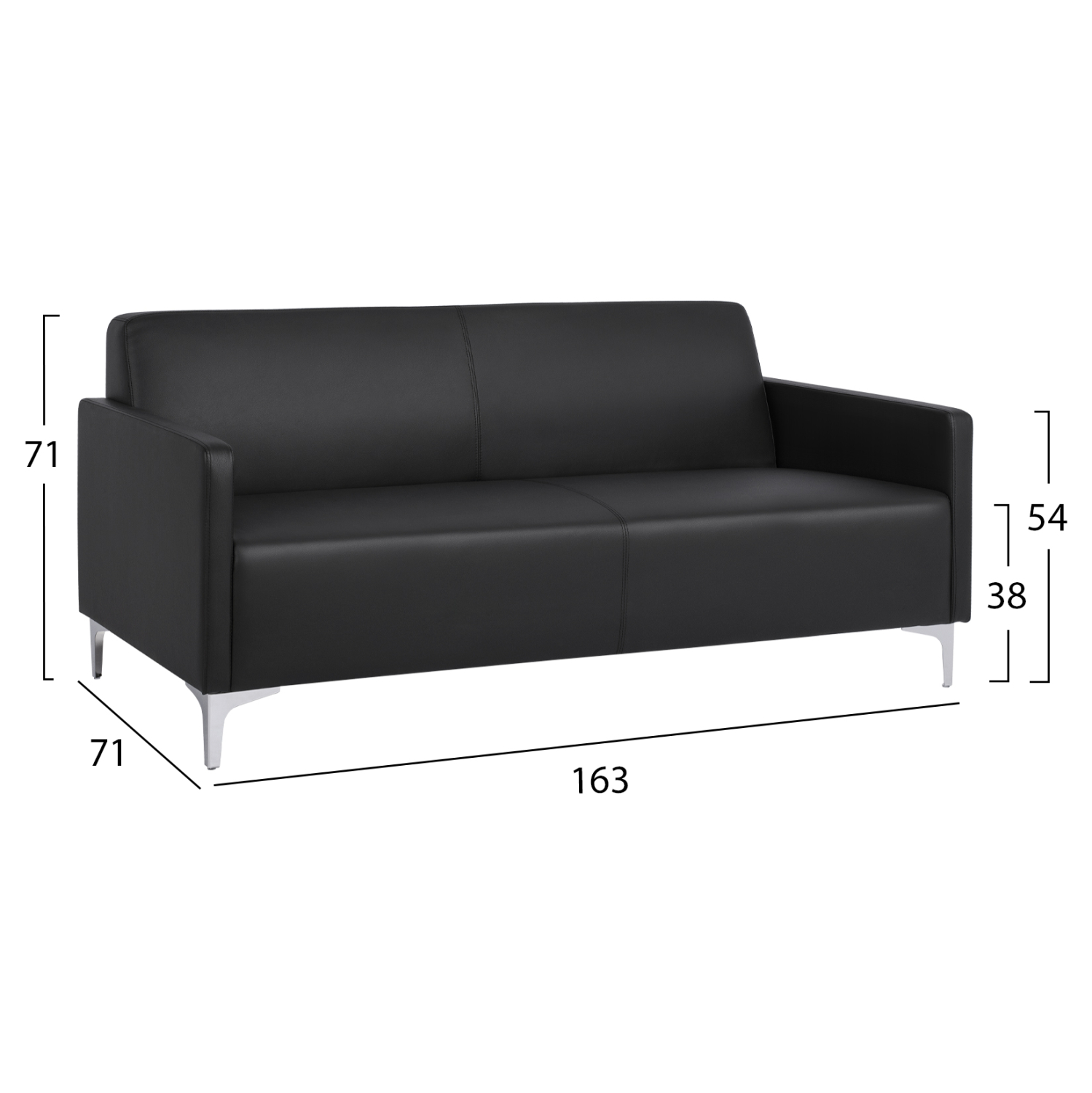 ΚΑΝΑΠΕΣ 3ΘΕΣΙΟΣ NELLIE ΜΕ ΜΑΥΡΟ PU 163x71x71Υ εκ. 2