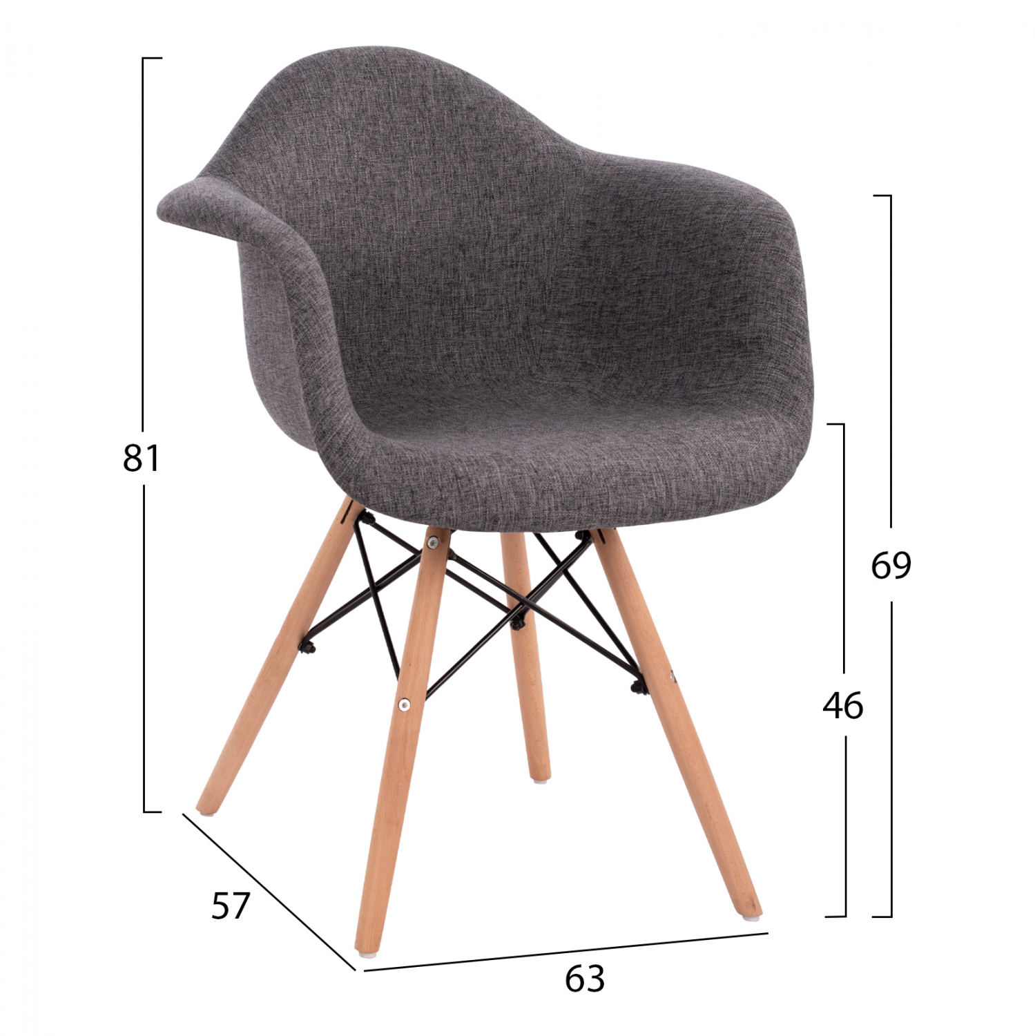 ΠΟΛΥΘΡΟΝΑ ΜΕ ΞΥΛΙΝΑ ΠΟΔΙΑ &amp; ΜΕ ΥΦΑΣΜΑ ΓΚΡΙ MIRTO 63x57x81 εκ. 2