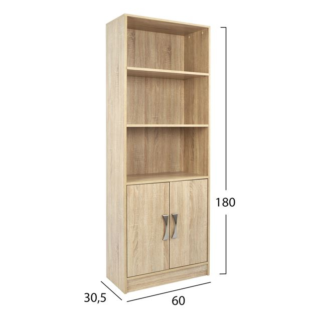 ΒΙΒΛΙΟΘΗΚΗ ΜΕΛΑΜΙΝΗΣ ENSLEY SONAMA ΜΕ ΧΕΡΟΥΛΙ 60x30x180εκ 2