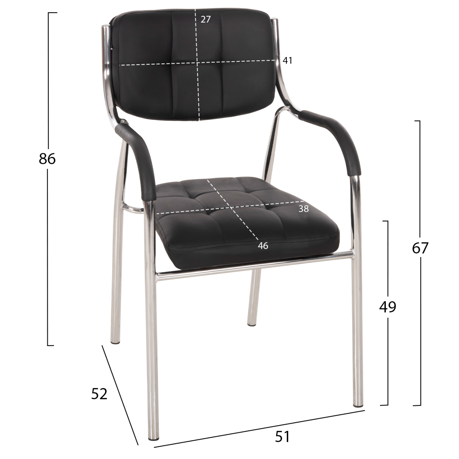 ΚΑΡΕΚΛΑ ΕΠΙΣΚΕΠΤΟΥ OBERON ΜΑΥΡΟ PU 51x52x86Υ εκ. 2