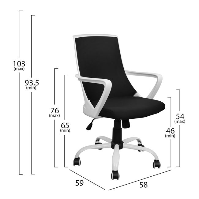 ΚΑΡΕΚΛΑ ΓΡΑΦΕΙΟΥ MALFOI ΜΑΥΡO MESH &amp; ΠΟΔΙ ΜΕΤΑΛΛΙΚΟ 58x59x103 εκ. 2