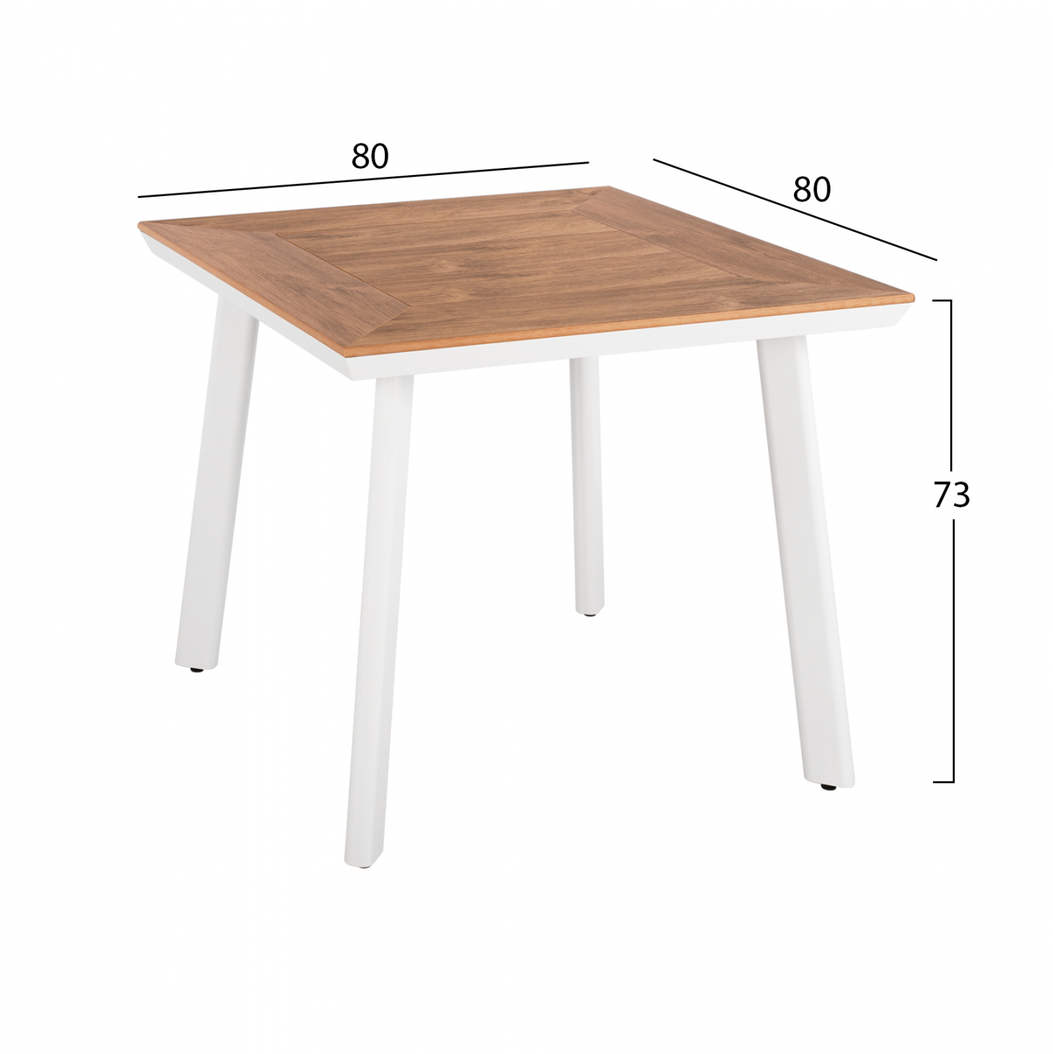 ΤΡΑΠΕΖΙ ΑΛΟΥΜΙΝΙΟΥ TABER ΛΕΥΚΟ ΜΕ ΕΠΙΦΑΝΕΙΑ POLYWOOD 80x80x73Υ ΕΚ. 2