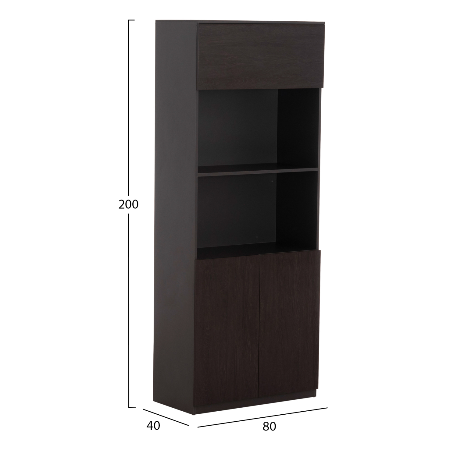 ΒΙΒΛΙΟΘΗΚΗ ΓΡΑΦΕΙΟΥ ΕΠΑΓΓΕΛΜΑΤΙΚΗ ROSEWOOD ΜΕΛΑΜΙΝΗ ΓΚΡΙ-WENGE 80Χ40Χ200Υεκ. 2