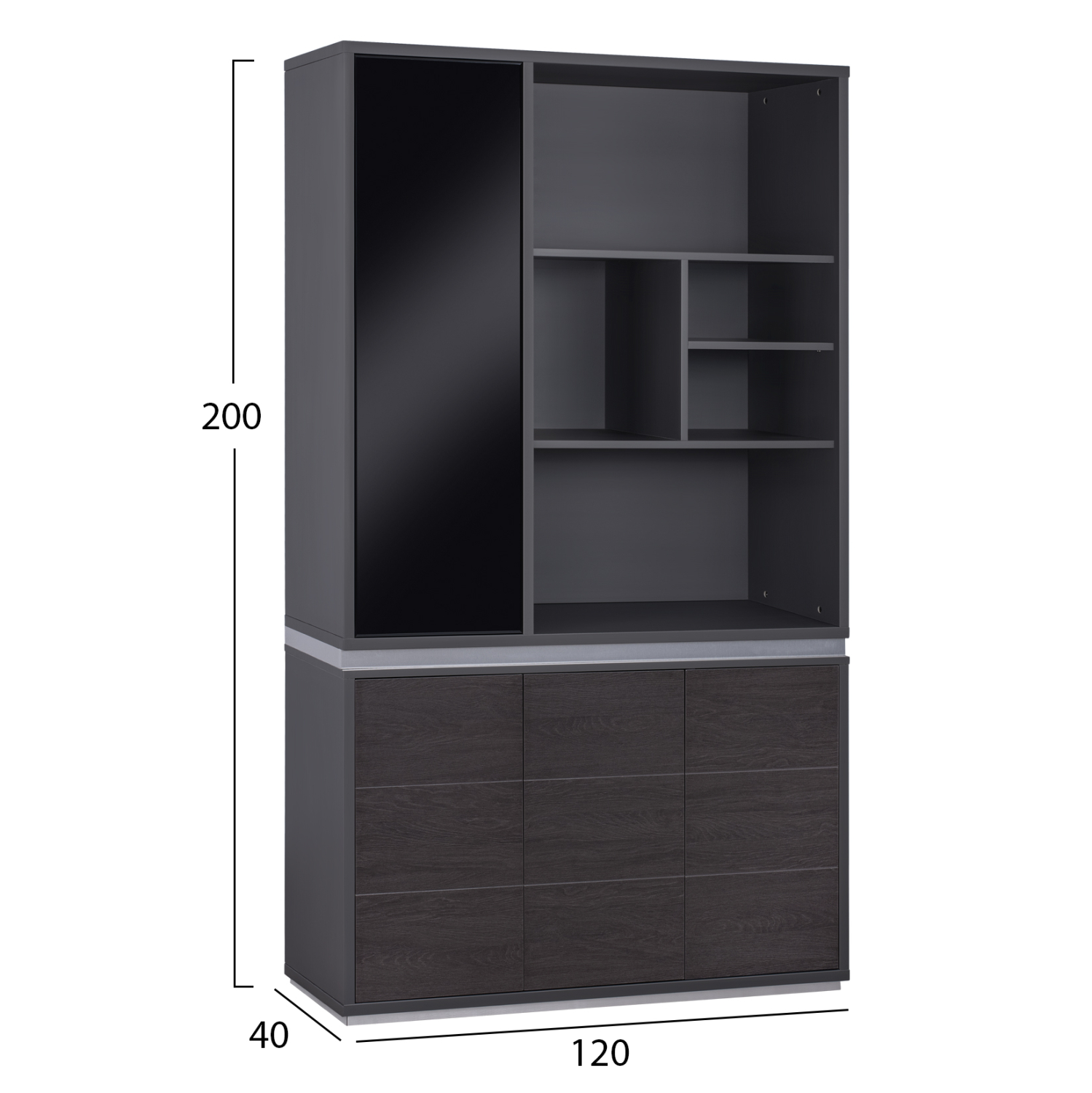 ΒΙΒΛΙΟΘΗΚΗ ΓΡΑΦΕΙΟΥ ΕΠΑΓΓΕΛΜΑΤΙΚΗ ROSEWOOD 120Χ40Χ200Υ εκ. 2