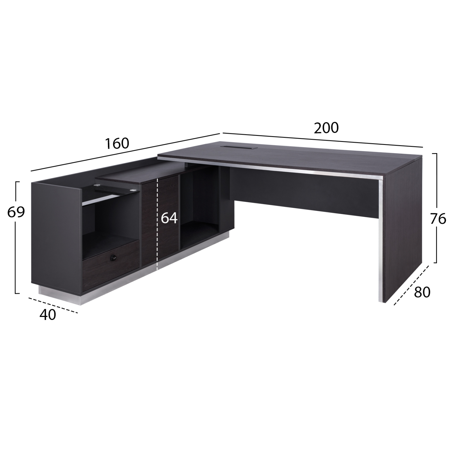 ΓΡΑΦΕΙΟ ΕΠΑΓΓΕΛΜΑΤΙΚΟ ΑΡΙΣΤΕΡΗ ΓΩΝΙΑ ROSEWOOD 200X160X76Υ εκ. 2