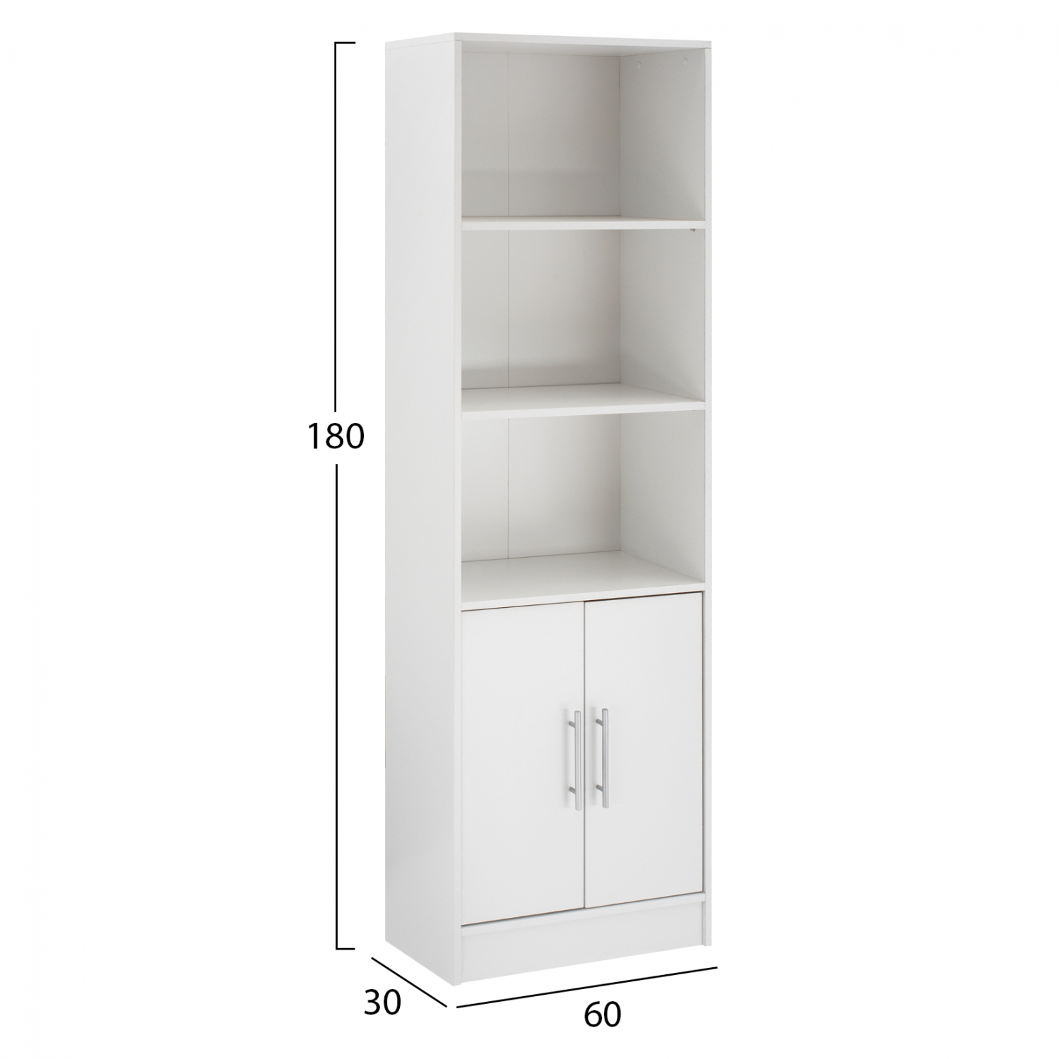 ΒΙΒΛΙΟΘΗΚΗ ΜΕΛΑΜΙΝΗΣ ENSLEY ΣΕ ΛΕΥΚΗ ΑΠΟΧΡΩΣΗ 60x30x180 εκ. 2
