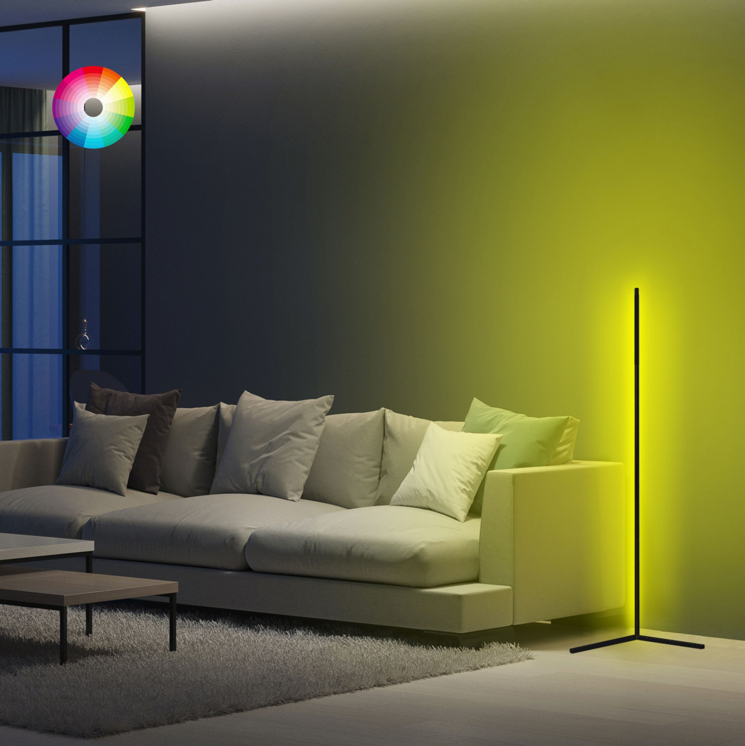 ΦΩΤΙΣΤΙΚΟ ΔΑΠΕΔΟΥ ΜΑΥΡΟ ΜΕ RGB LED &amp; ΑΣΥΡΜΑΤΟ ΧΕΙΡΙΣΤΗΡΙΟ 30x30x120 εκ. 1