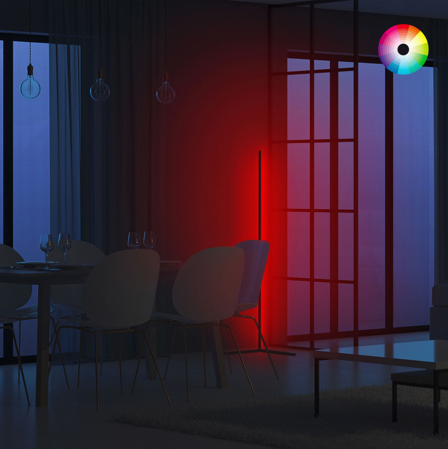 ΦΩΤΙΣΤΙΚΟ ΔΑΠΕΔΟΥ ΜΑΥΡΟ ΜΕ RGB LED &amp; ΑΣΥΡΜΑΤΟ ΧΕΙΡΙΣΤΗΡΙΟ 30x30x120 εκ. 6