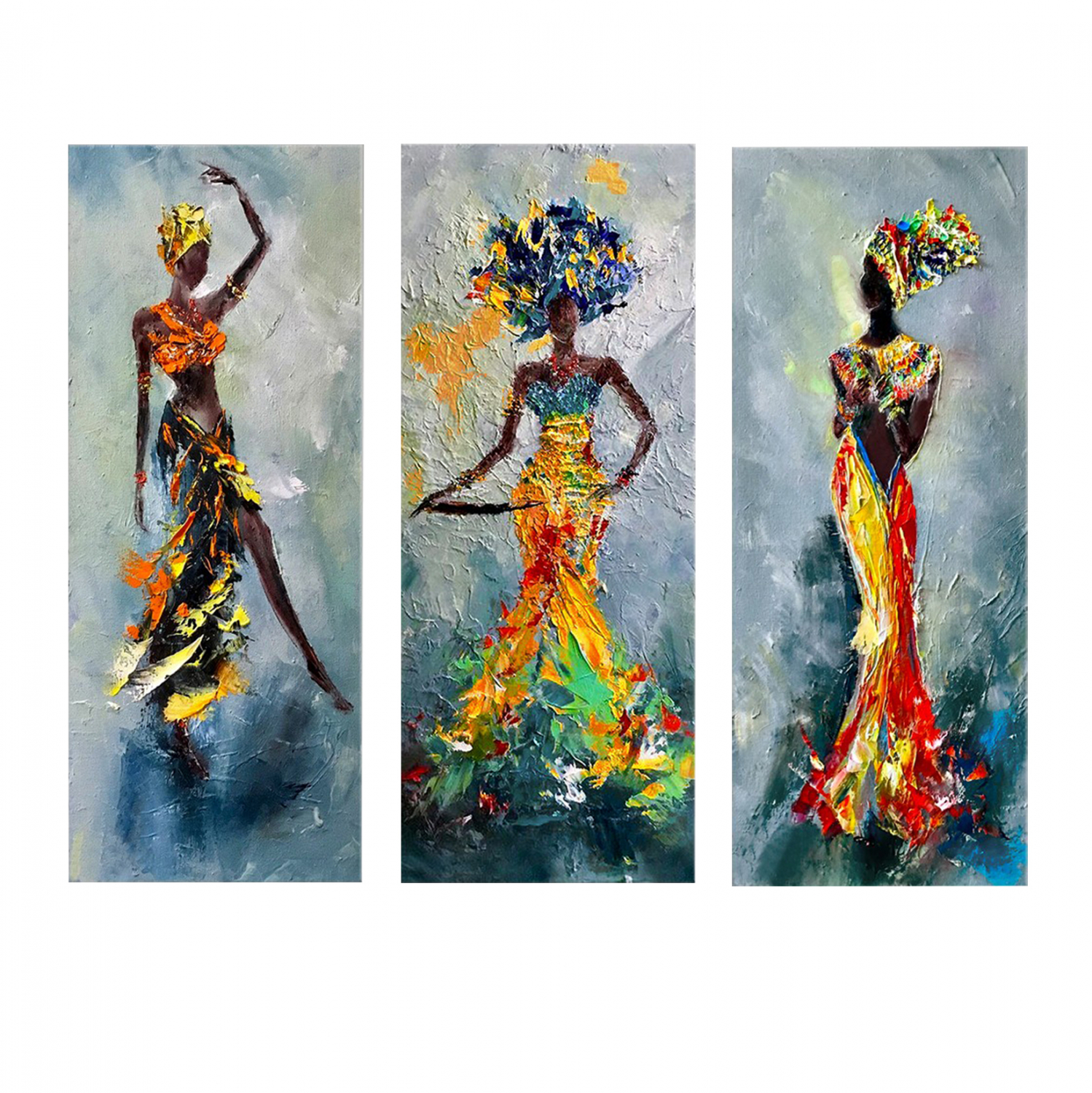 ΠΙΝΑΚΑΣ ΤΡΙΠΤΥΧΟ MDF AFRICAN GIRL IN COLORFUL DRESS 60X0,3X50 εκ. 1
