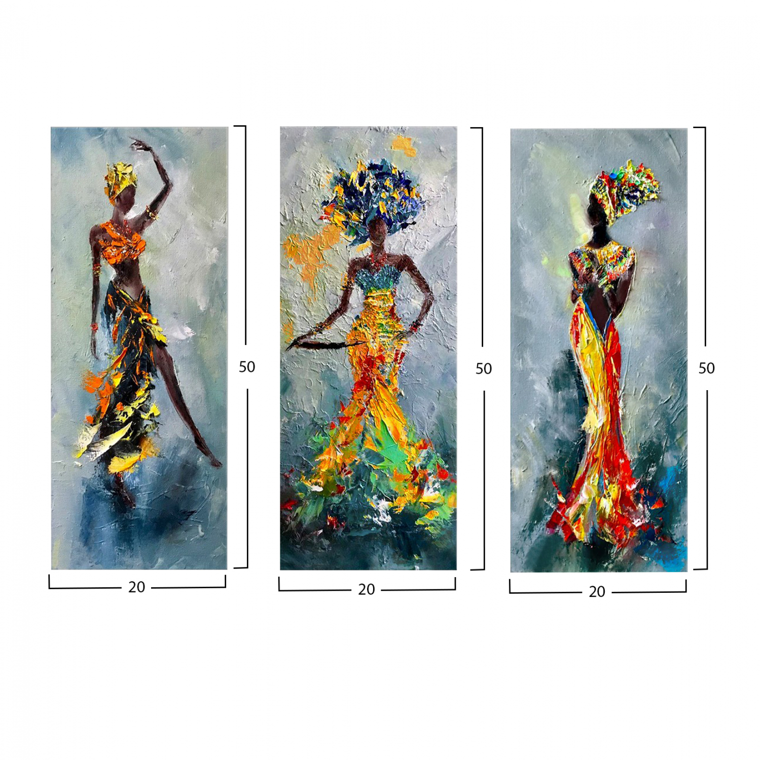 ΠΙΝΑΚΑΣ ΤΡΙΠΤΥΧΟ MDF AFRICAN GIRL IN COLORFUL DRESS 60X0,3X50 εκ. 2