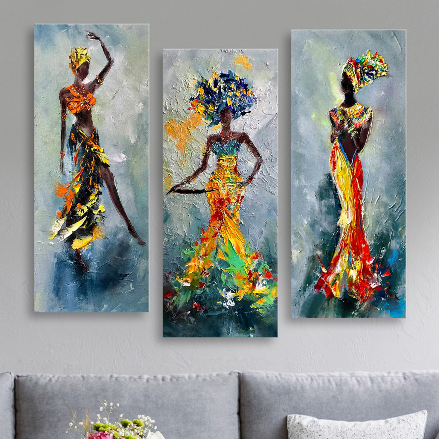 ΠΙΝΑΚΑΣ ΤΡΙΠΤΥΧΟ MDF AFRICAN GIRL IN COLORFUL DRESS 60X0,3X50 εκ. 3