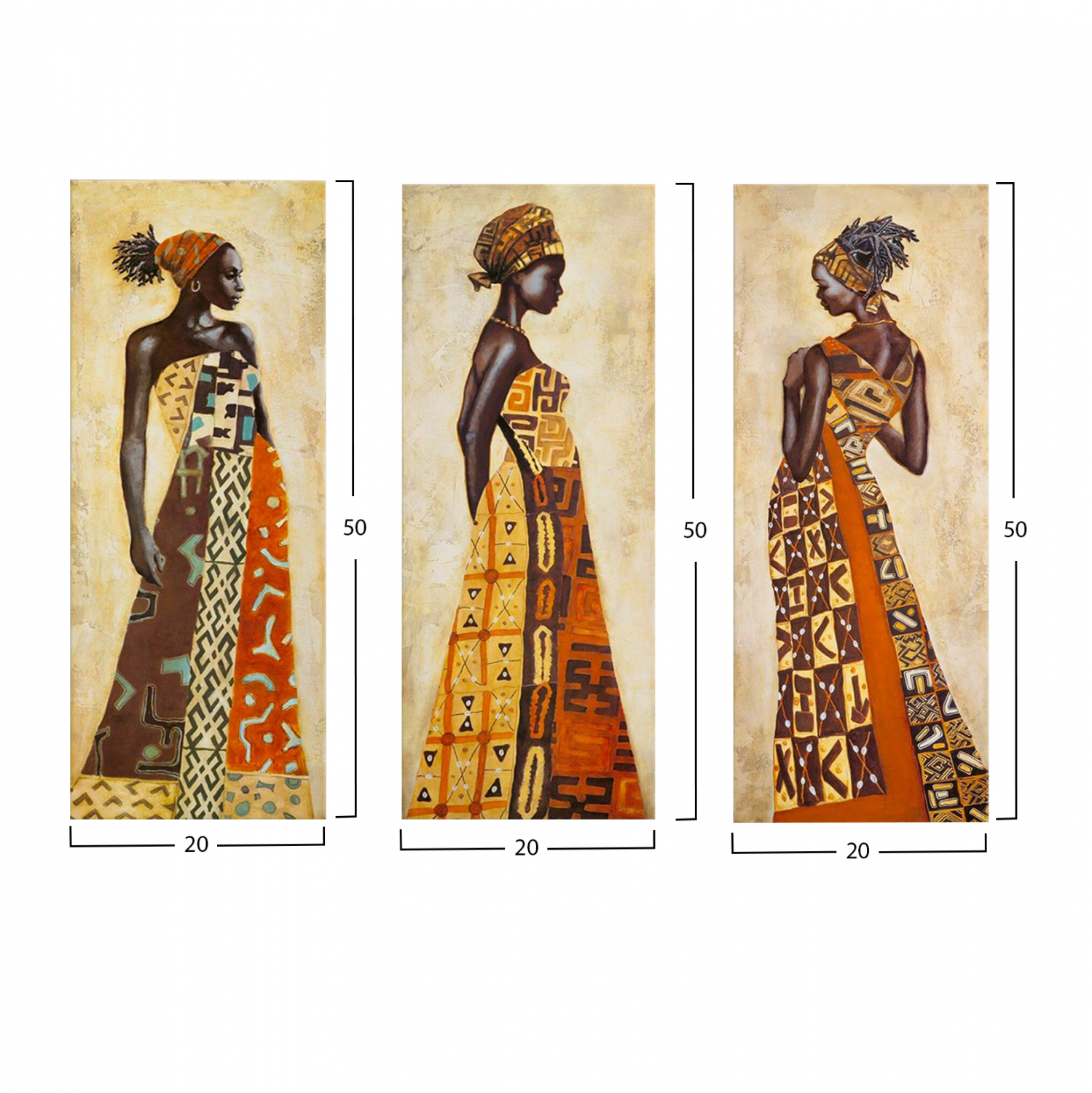 ΠΙΝΑΚΑΣ ΤΡΙΠΤΥΧΟ MDF AFRICAN STYLE WOMEN 60X0,3X50 εκ. 2