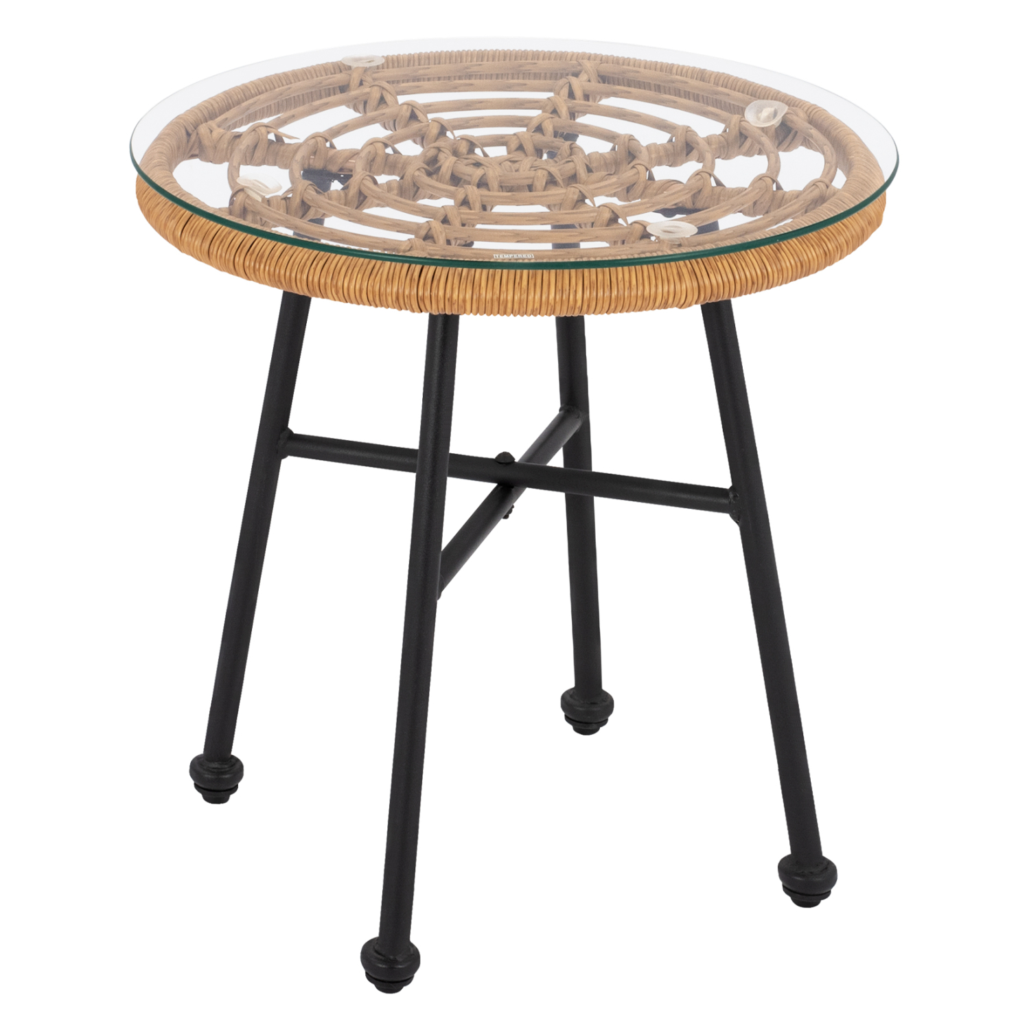 ΤΡΑΠΕΖΙ ΜΕΤΑΛΛΙΚΟ SPENCER ΜΕ WICKER ΜΠΕΖ Φ48,5x51 εκ. 1