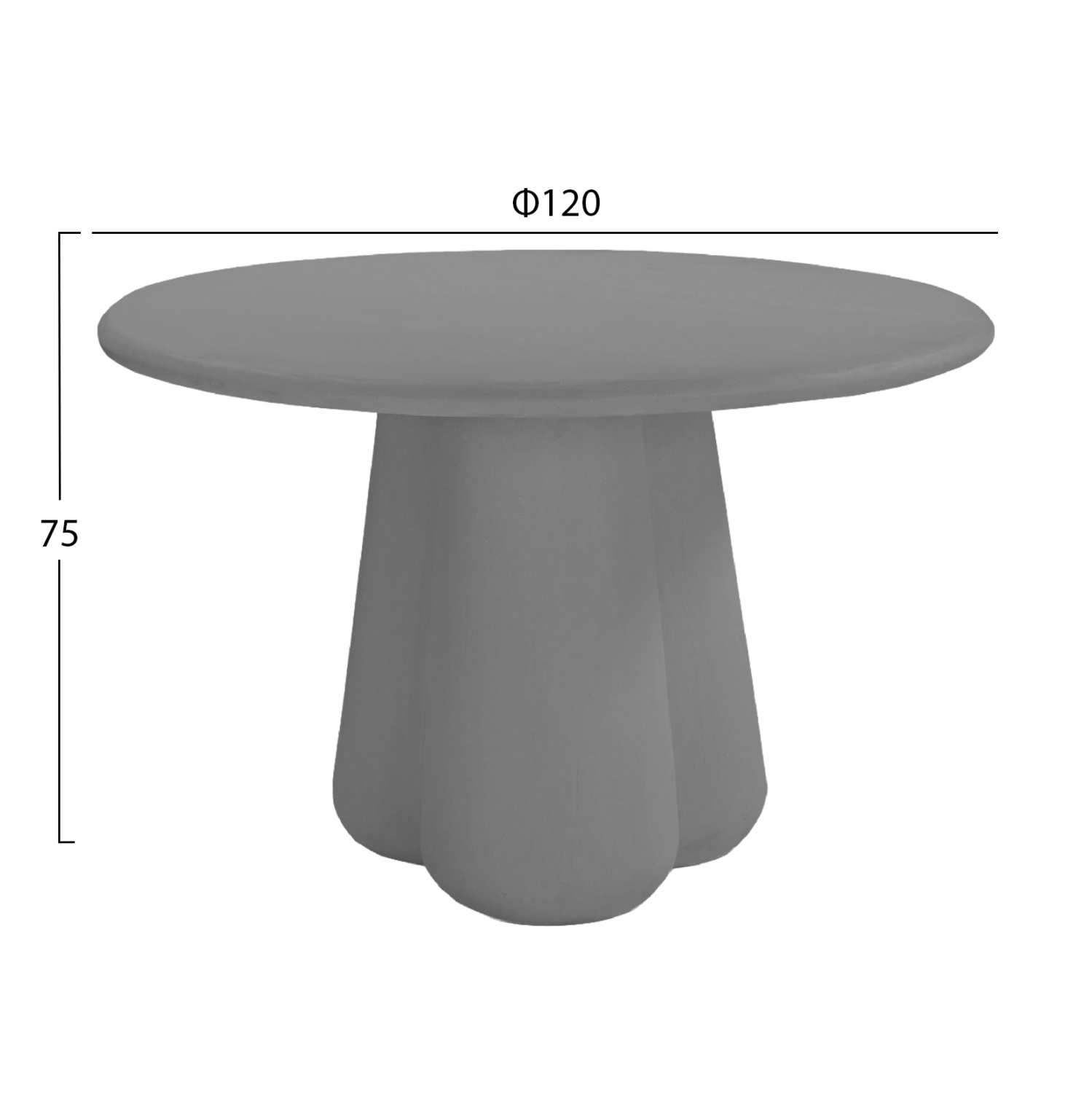 ΤΡΑΠΕΖΙ ΤΡΑΠΕΖΑΡΙΑΣ ΣΤΡΟΓΓΥΛΟ NAYU ΓΚΡΙ FIBER CEMENT Φ120x75Υεκ 2