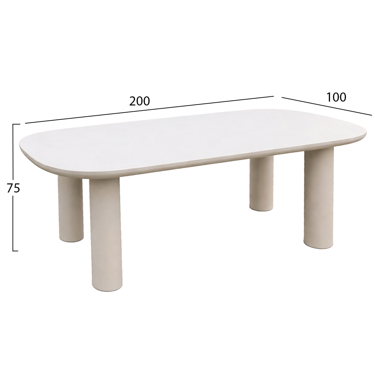 ΤΡΑΠΕΖΙ ΤΡΑΠΕΖΑΡΙΑΣ KIORA ΜΠΕΖ FIBER CEMENT 200x100x75Υεκ 2