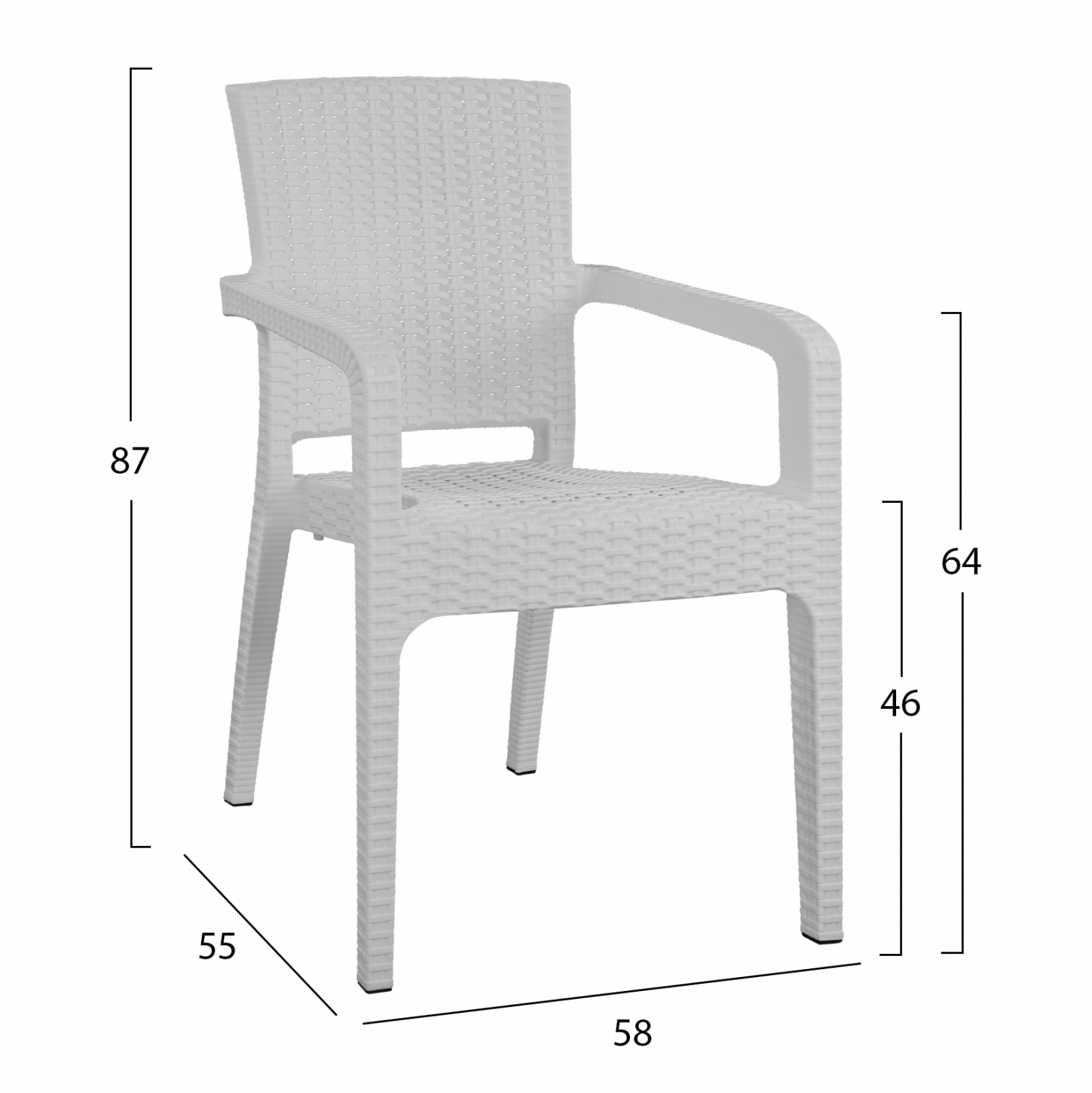 ΠΟΛΥΘΡΟΝΑ ΠΟΛΥΠΡΟΠΥΛΕΝΙΟΥ RATTAN ΧΡΩΜΑ ΛΕΥΚΟ 58x55x87 cm. 2