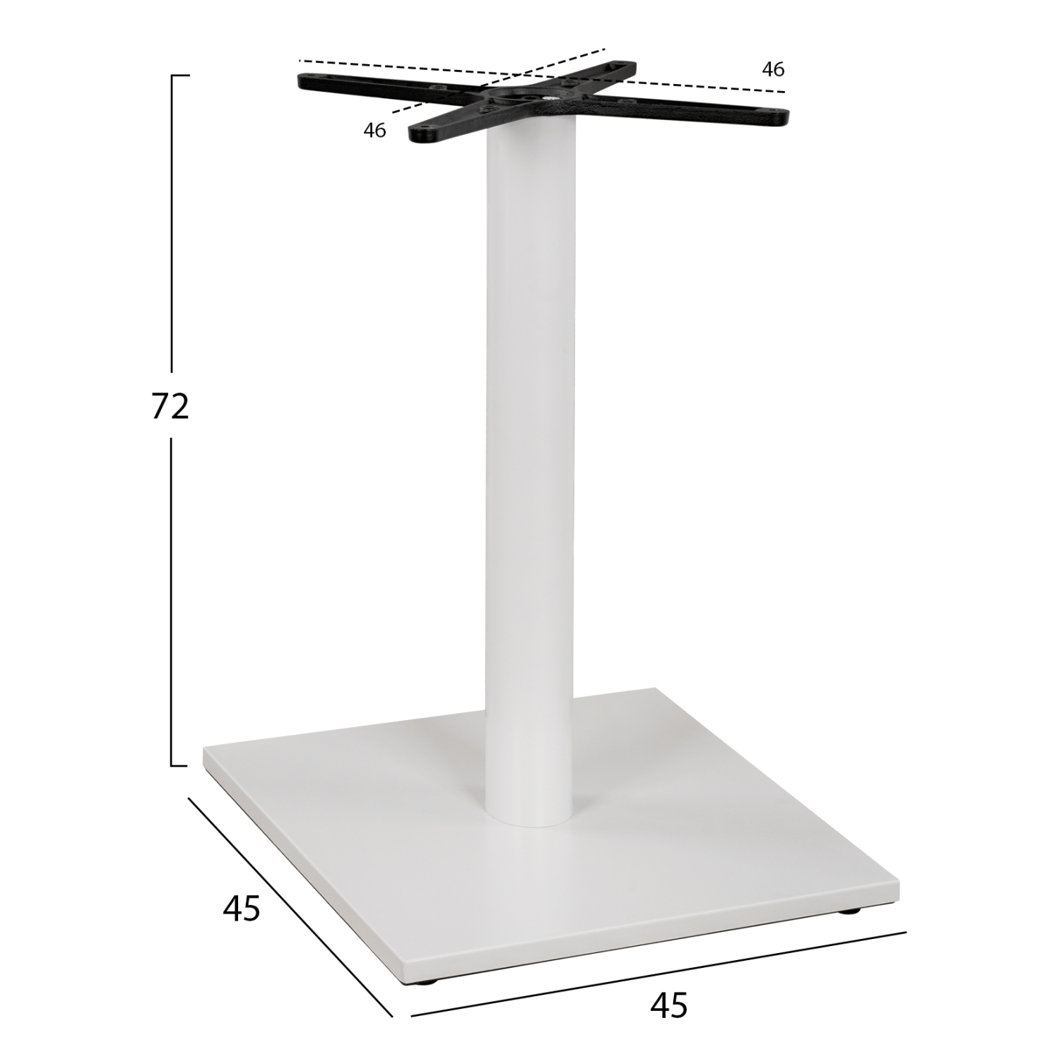 ΒΑΣΗ ΜΕΤΑΛΛΙΚΗ ΛΕΥΚΗ ΜΑΤ 46Χ46Χ72εκ. ΜΕ ΣΤΑΥΡΟ 46Χ46 ΚΑΙ ΡΕΓΟΥΛΑΤΟΡΟΥΣ 2