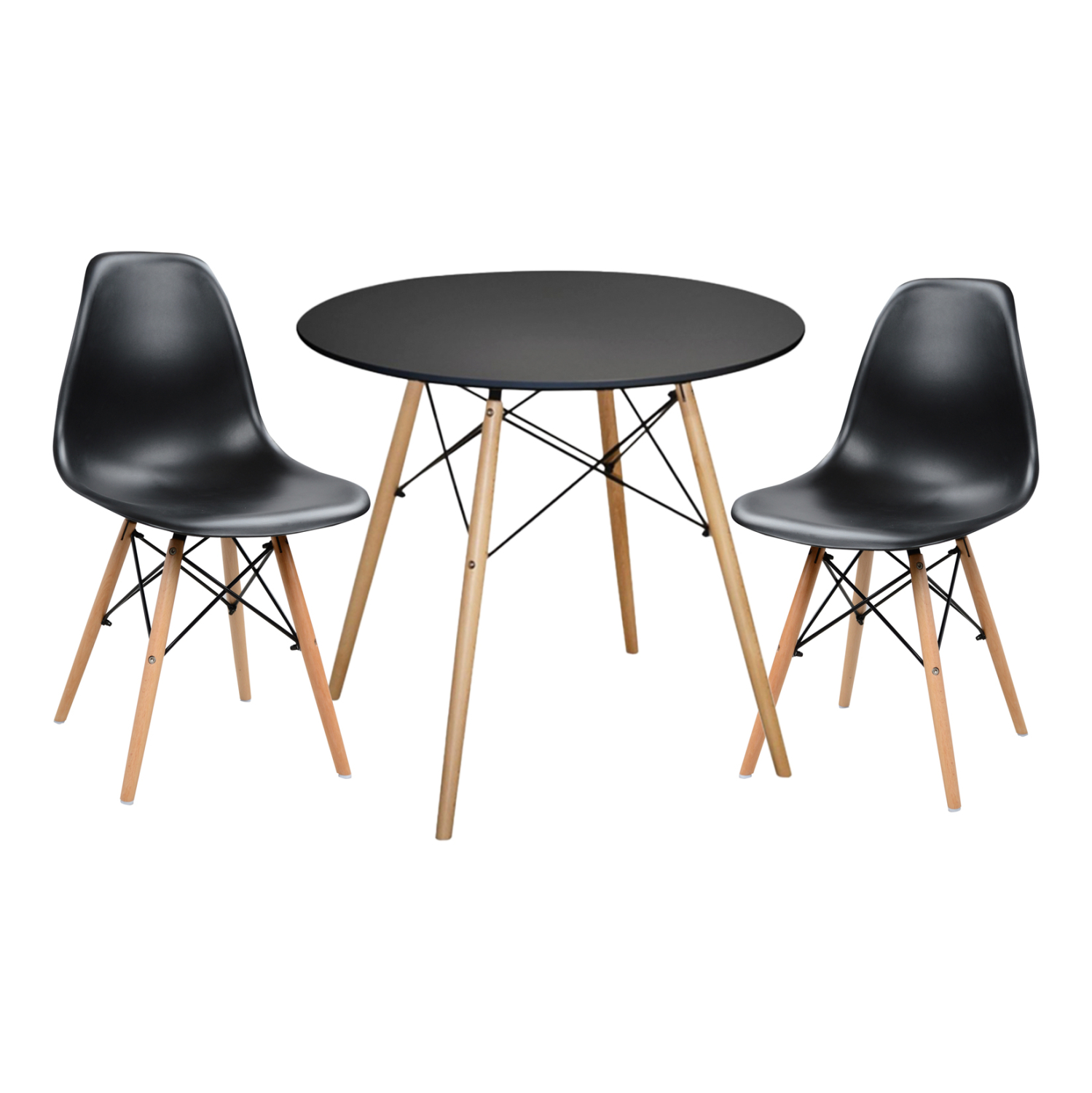 ΣΕΤ ΤΡΑΠΕΖΑΡΙΑΣ 3ΤΜΧ TWIST ΣΤΡΟΓΓΥΛΟ ΤΡΑΠΕΖΙ Φ80 &amp; 2 ΚΑΡΕΚΛΕΣ ΣΕ ΜΑΥΡΟ 1