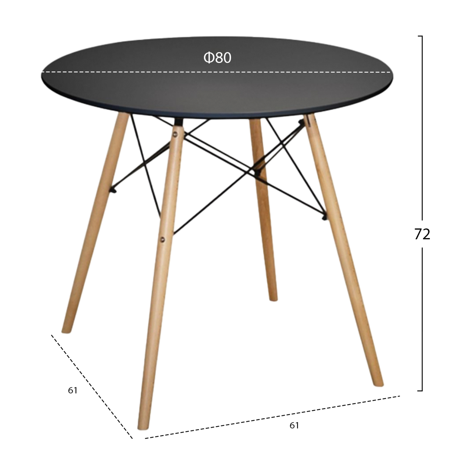 ΣΕΤ ΤΡΑΠΕΖΑΡΙΑΣ 3ΤΜΧ TWIST ΣΤΡΟΓΓΥΛΟ ΤΡΑΠΕΖΙ Φ80 &amp; 2 ΚΑΡΕΚΛΕΣ ΣΕ ΜΑΥΡΟ 2