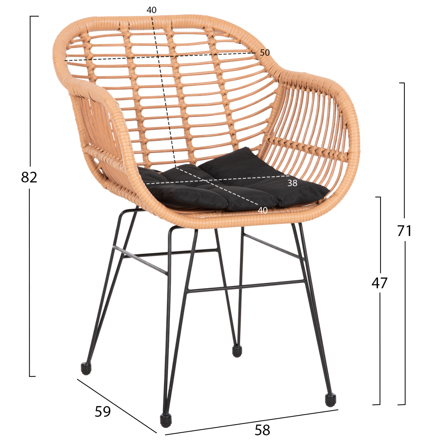 ΣΕΤ ΣΑΛΟΝΙ ΕΞΩΤΕΡΙΚΟΥ ΧΩΡΟΥ 4ΤΜΧ ALLEGRA HM21052 WICKER-ΜΕΤΑΛΛΟ 4