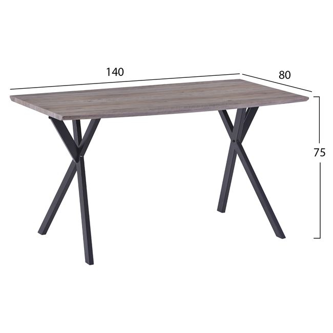 ΣΕΤ ΤΡΑΠΕΖΑΡΙΑΣ HM11181 5ΤΜΧ ΤΡΑΠΕΖΙ 140x80x75 cm MDF OLD BEECH &amp; ΚΑΡΕΚΛΕΣ CLARA ΓΚΡΙ ΒΕΛΟΥΔΟ 2