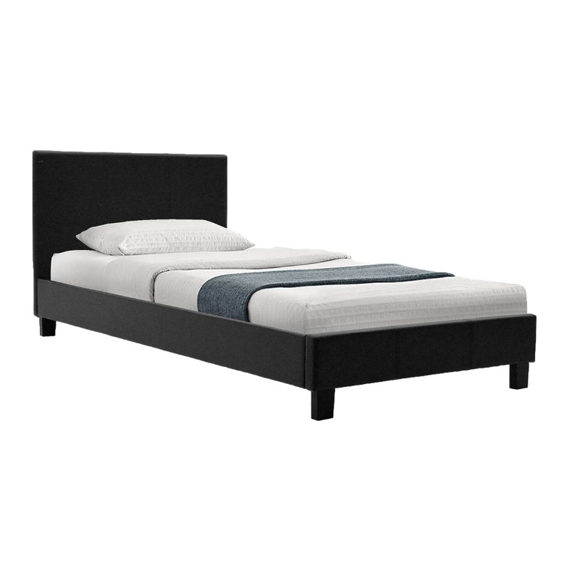 Κρεβάτι Nevil pakoworld 100x200 PU χρώμα μαύρο ματ 1
