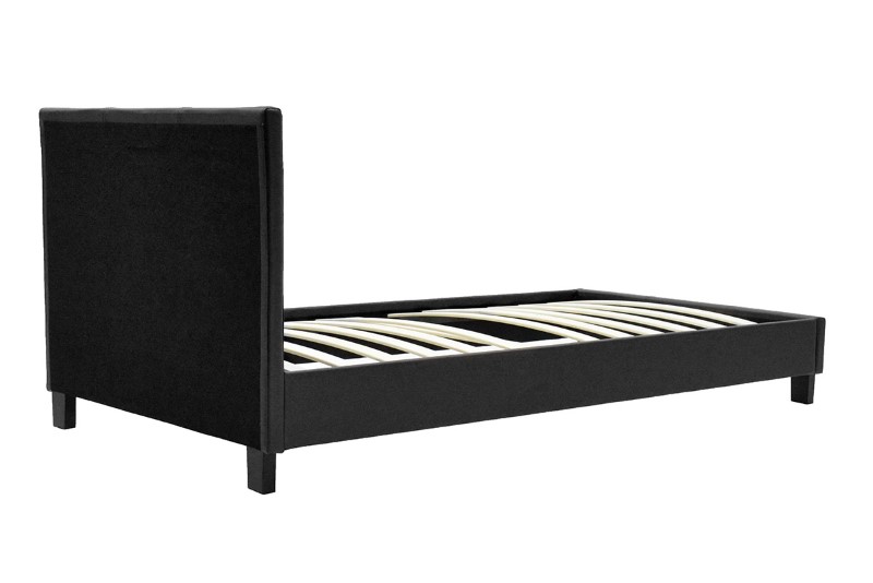 Κρεβάτι Nevil pakoworld 100x200 PU χρώμα μαύρο ματ 4