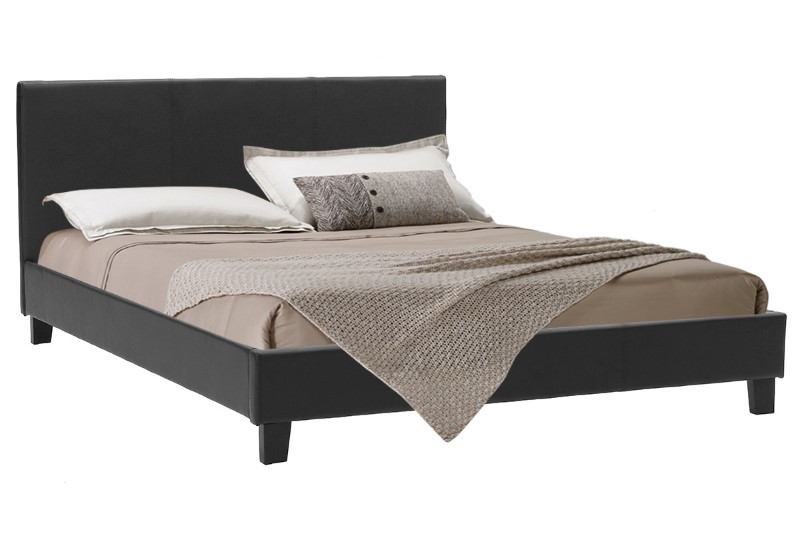 Κρεβάτι Nevil pakoworld 150x200 PU χρώμα μαύρο ματ 2