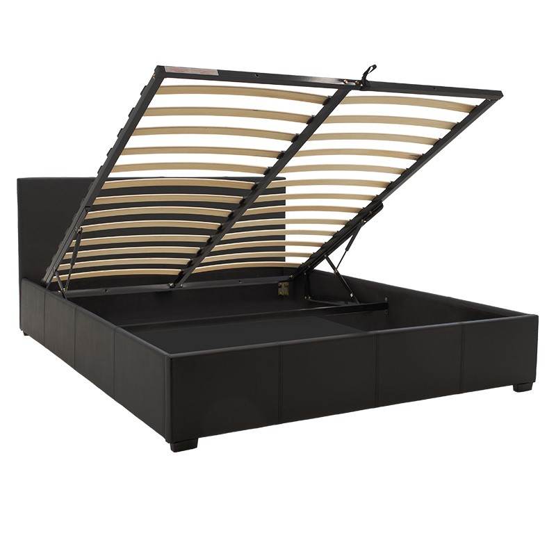 Κρεβάτι Norse pakoworld διπλό pu μαύρο ματ με αποθηκευτικό χώρο 160x200εκ 2