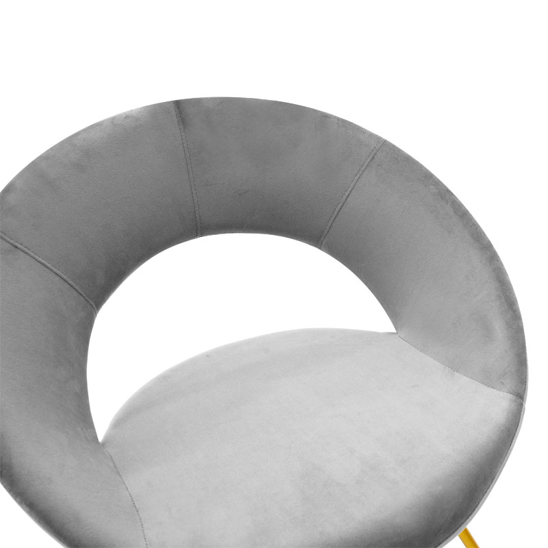 Καρέκλα Valentina pakoworld βελούδο σε γκρι απόχρωση και μεταλλικό χρυσό πόδι 63x66x78εκ 5