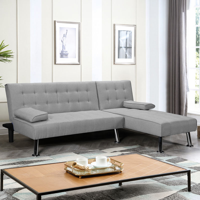 Γωνιακός καναπές-κρεβάτι αναστρέψιμος Brisk pakoworld γκρι ύφασμα 200x146x75εκ 1