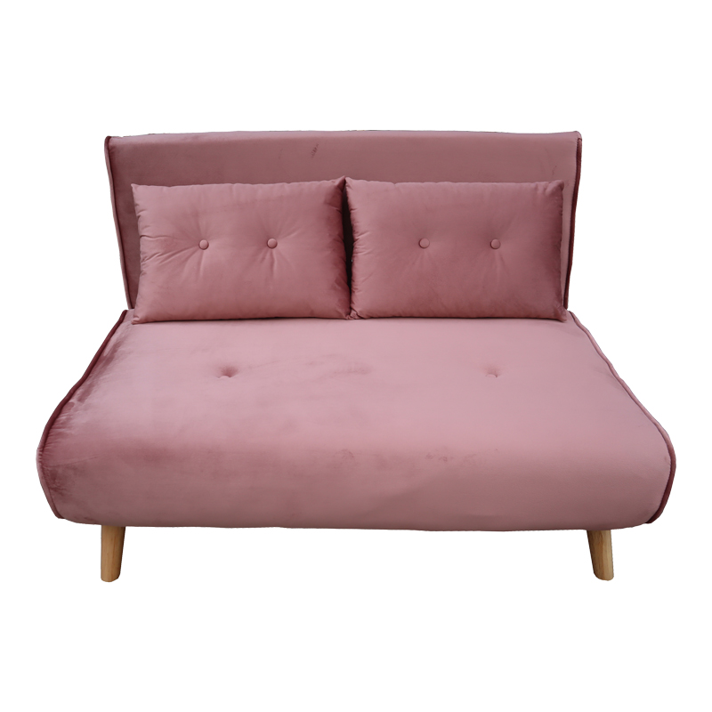Καναπές-κρεβάτι Josuane pakoworld διθέσιος σάπιο μήλο βελούδο και ξύλινο πόδι σε φυσική απόχρωση 122x80x81εκ 2