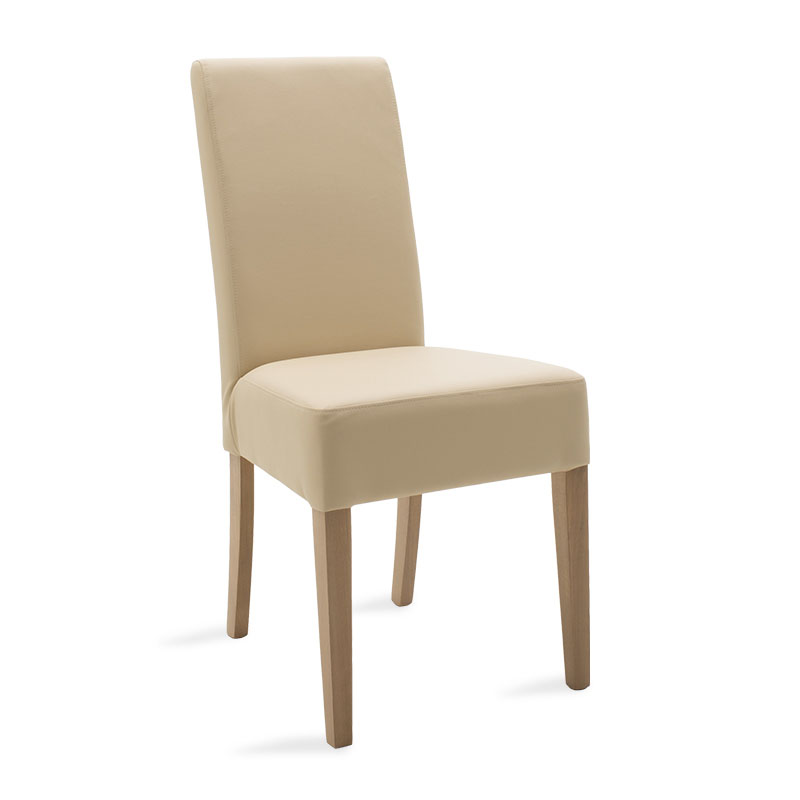 Καρέκλα Ditta pakoworld PU εκρού- πόδι μασίφ ξύλο sonoma 1