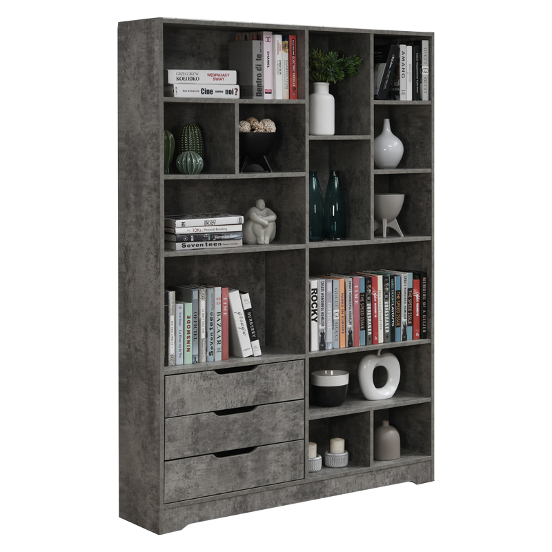 Βιβλιοθήκη Lucinda pakoworld γκρι oak 120x29.8x180.5εκ 2