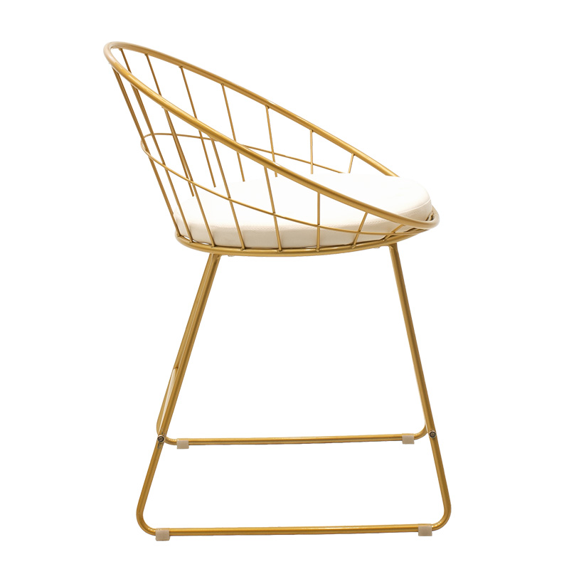 Καρέκλα Seth pakoworld μέταλλο χρυσό-μαξιλάρι PVC λευκό 4
