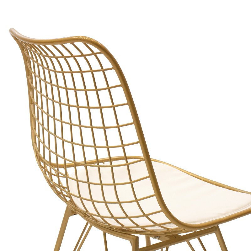 Καρέκλα Taj pakoworld μέταλλο χρυσό-μαξιλάρι PVC λευκό 6