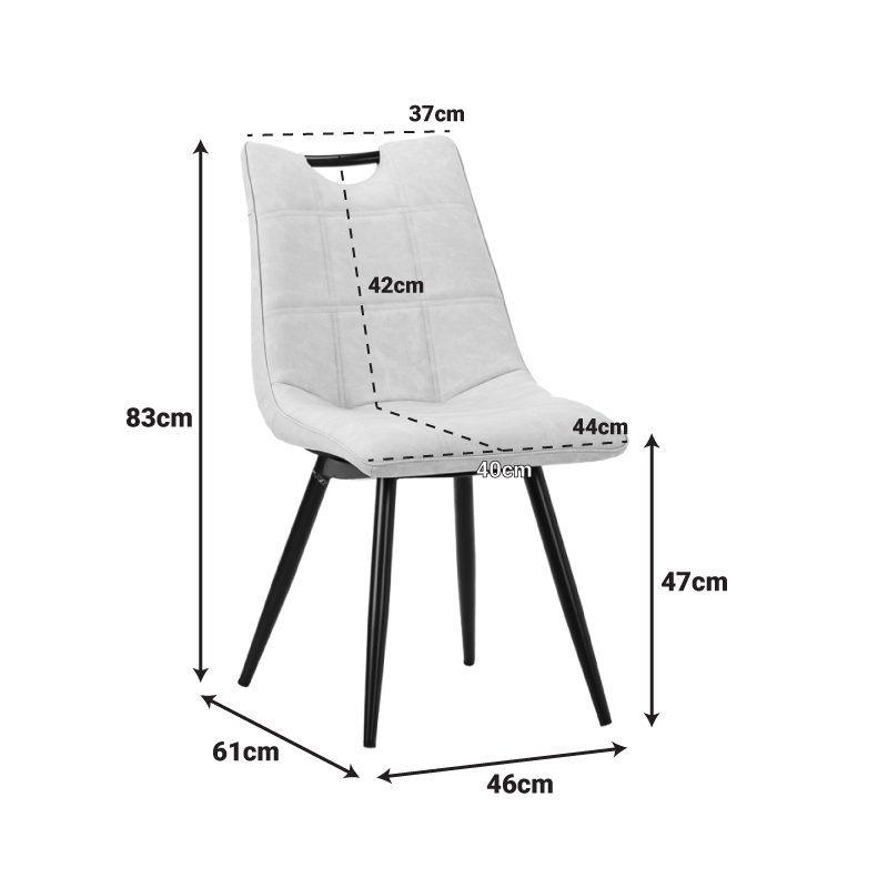 Καρέκλα Nely pakoworld pu ανοιχτό μπεζ-πόδι μαύρο μέταλλο 46x61x86εκ 8