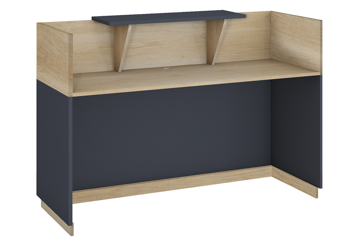 Γραφείο reception Lotus pakoworld σε χρώμα φυσικό - ανθρακί 180x70x110εκ 2