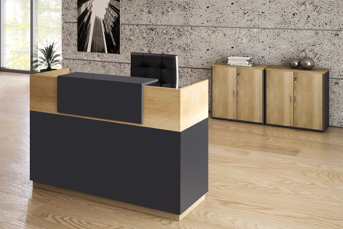 Γραφείο reception Lotus pakoworld σε χρώμα φυσικό - ανθρακί 180x70x110εκ 4