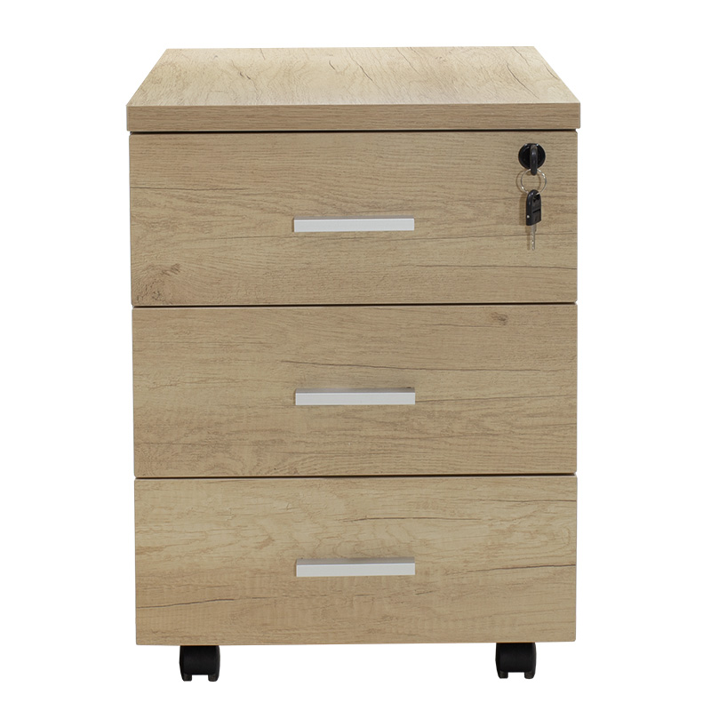 Συρταριέρα τροχήλατη Lotus pakoworld 3ων συρταριών φυσικό-ανθρακί χρώμα 40x47x55εκ 4